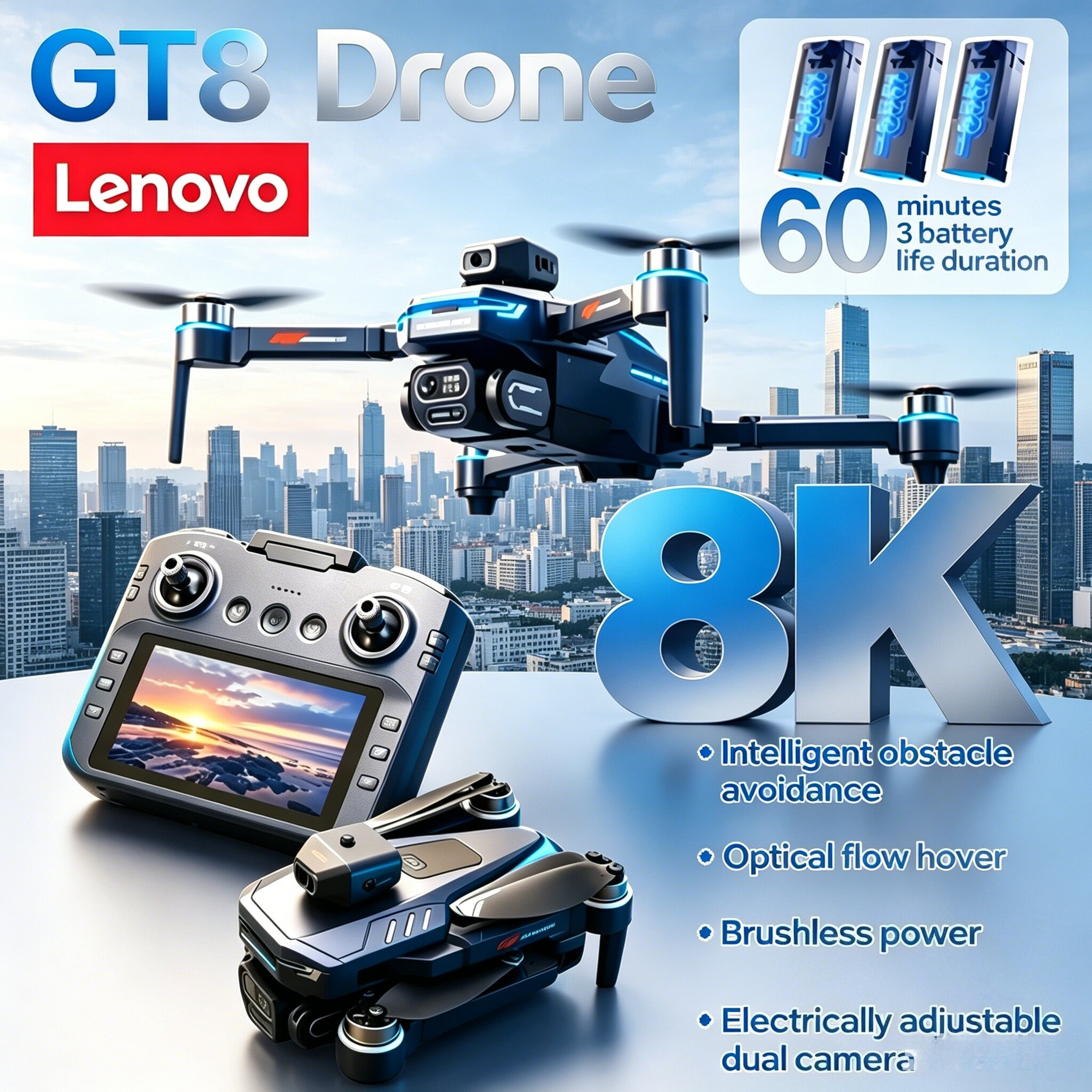 Lenovo GT8 8K HD Dual Camera F - Drone Gt8 Rc incelemesi ve fiyatı