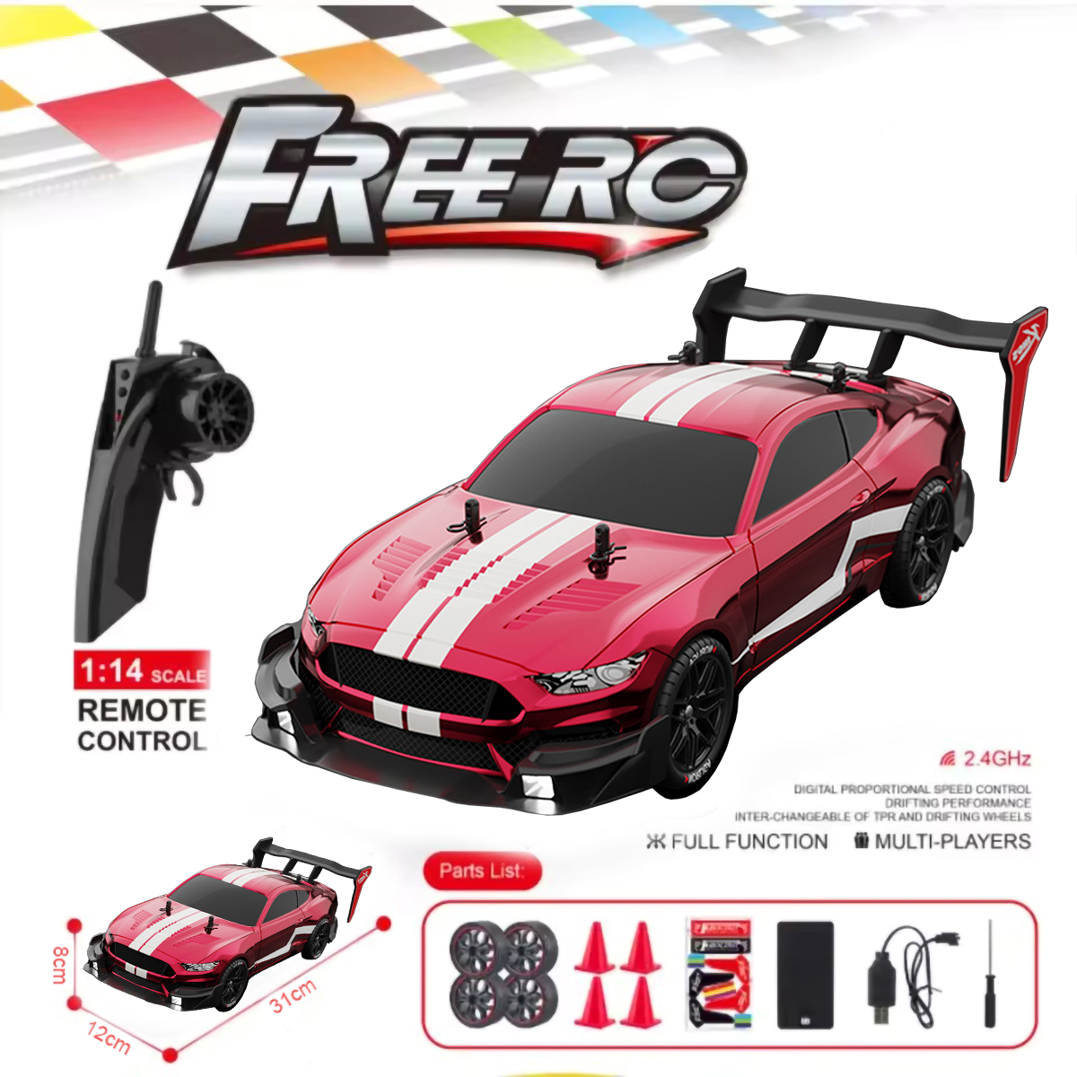 RTR MUSTANG 2.4G Drift Car 1:1 - Rc Drift Car Kit incelemesi ve fiyatı