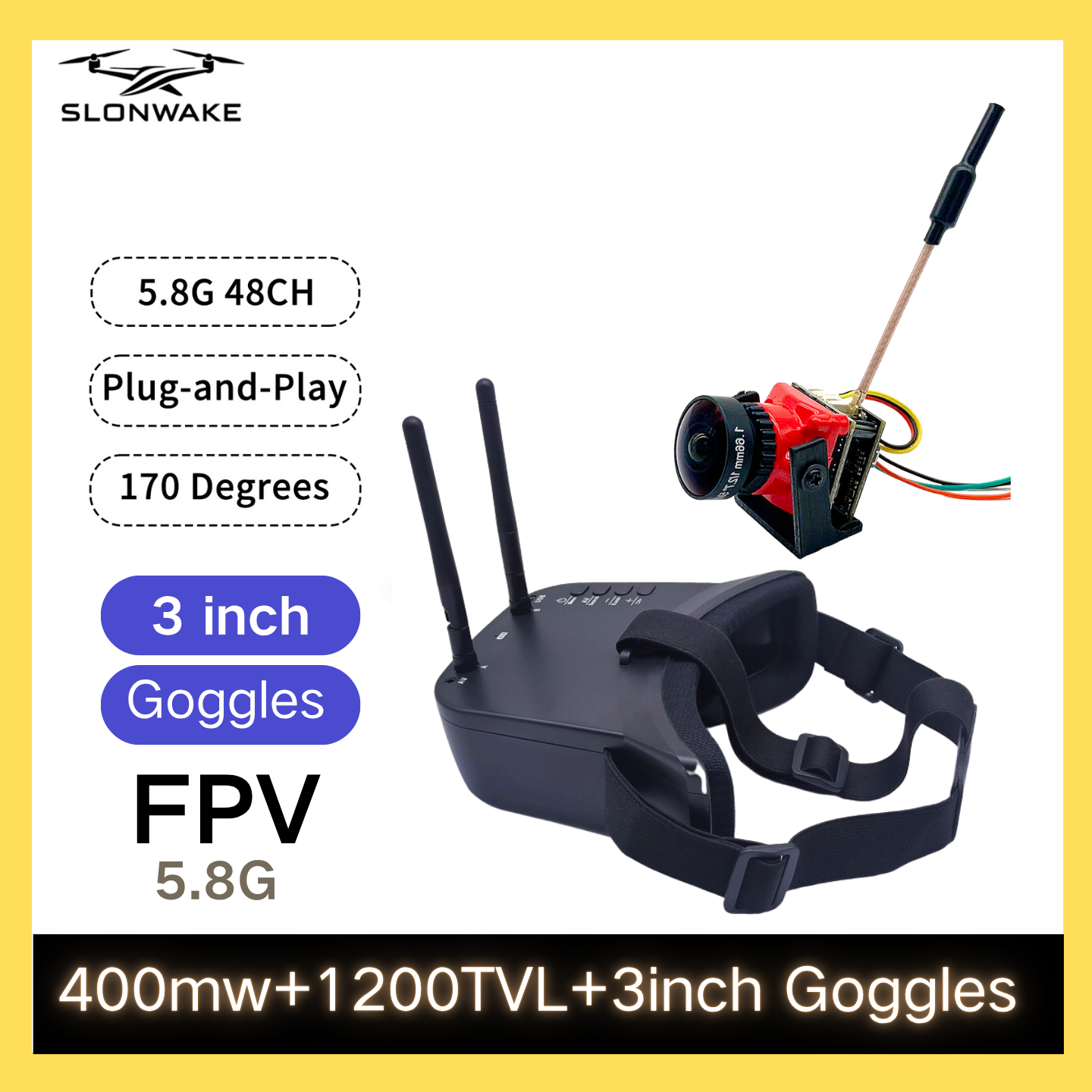 SLONWAKE 5.8G 48CH FPV 400mw V - Drone Rc Camera incelemesi ve fiyatı