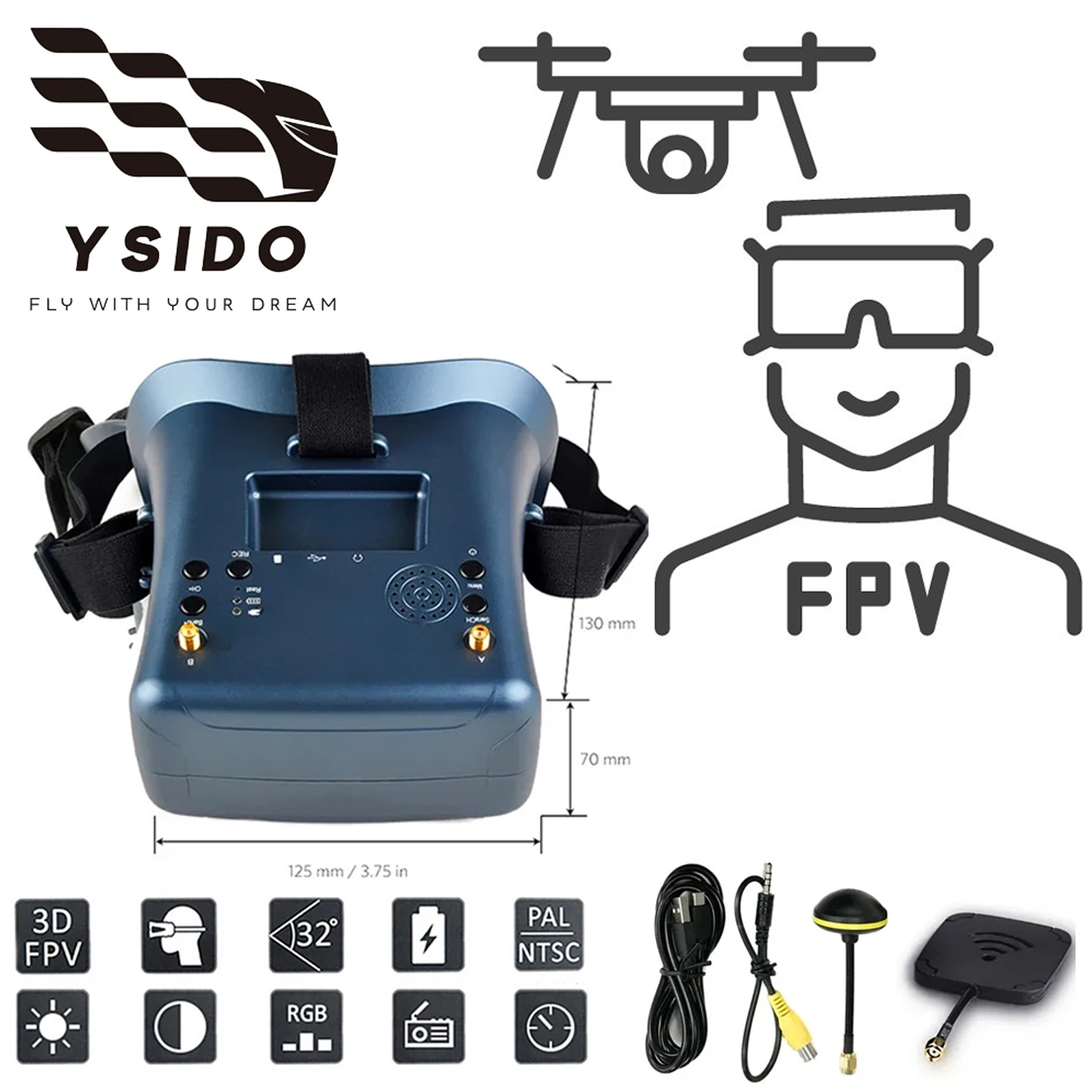 FPV Goggles 008D 5.8G 40CH 4.3 - Fpv Goggles Headset incelemesi ve fiyatı